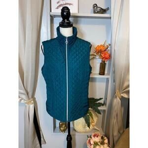 Women’s Christopher & Banks Medium GUC Green Front Full Zipper with Pockets Vest